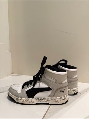 Black + Grey Puma Rebound V6 Kids